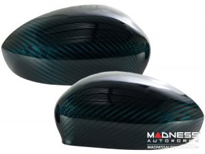 FIAT 500 Mirror Covers - Carbon Fiber - Verde Azzurro/ Blue-Green